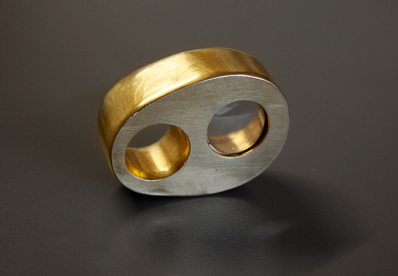 Hollow Brass ring with inset magnifying lens